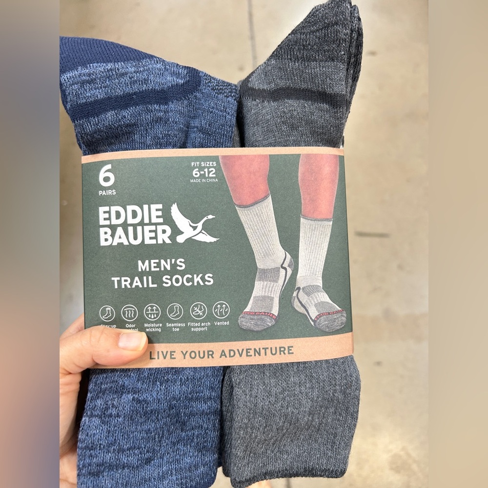 NWT Eddie Bauer Men's Trail Socks 6 pairs